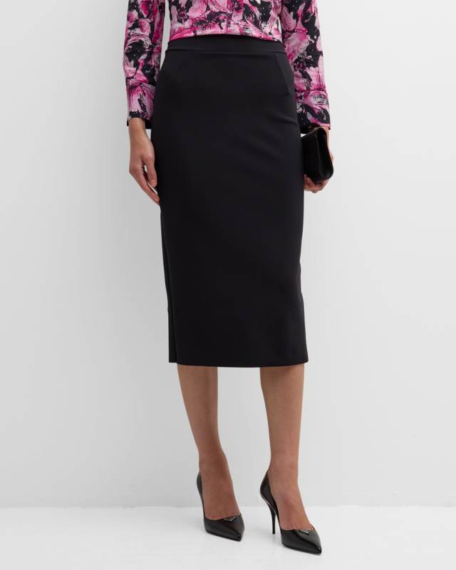 Delfina Split-Hem Midi Pencil Skirt